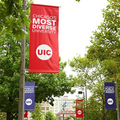 UIC banners on campus